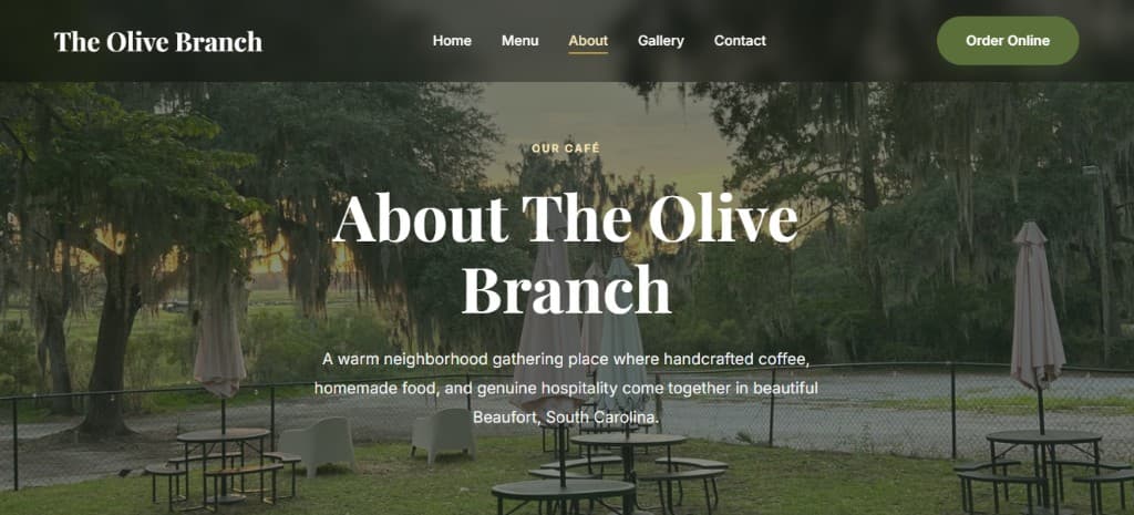 The Olive Branch Cafe about page